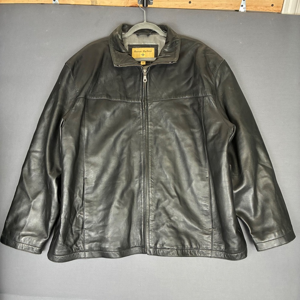 Boston Harbour Men's Black Leather Jacket Size XXL